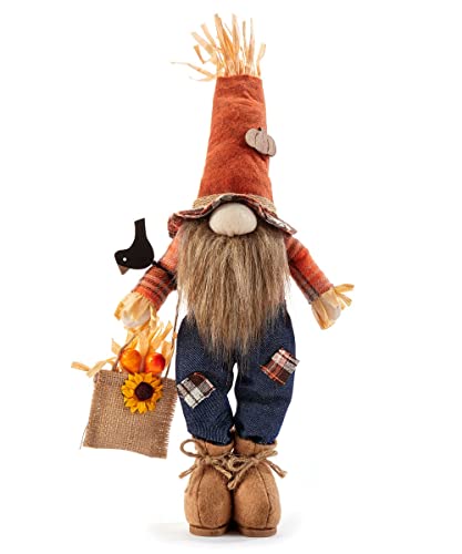 Giftcraft Harvest Standing Scarecrow Gnome, 17-inch Height, Polyester, Home Dcor, Holiday Tradition