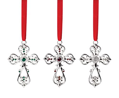 Lenox Mini 3-Piece Cross Ornament Set, 5.03, Metallic