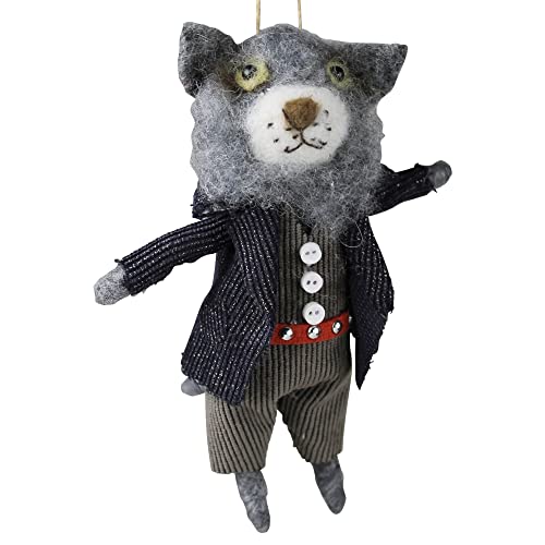 HomArt Cat in Coat Ornament, 5.5-inch Height, Felt