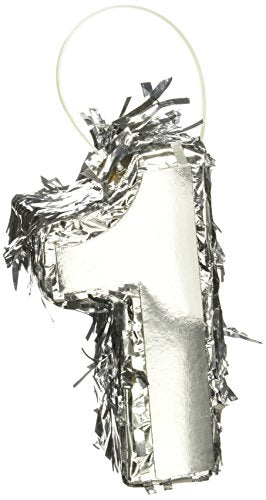 amscan 242151, Foil Number Mini Pinata 1", Silver, 6 x 4 1/2 x 2, 1ct