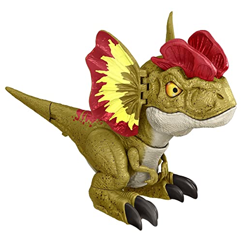 Mattel Jurassic World: Dominion Uncaged Rowdy Roars Dilophosaurus Interactive Electronic Dinosaur Figure with Motion Chomp & Sound Touch Response, Gift for Kids Ages 4 Years & Older