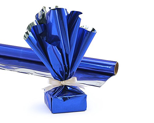 Hygloss Products Mylar Gift Wrap Roll - Great for Gift Bags, Baskets  24 Inch x 8.3 Feet, Blue