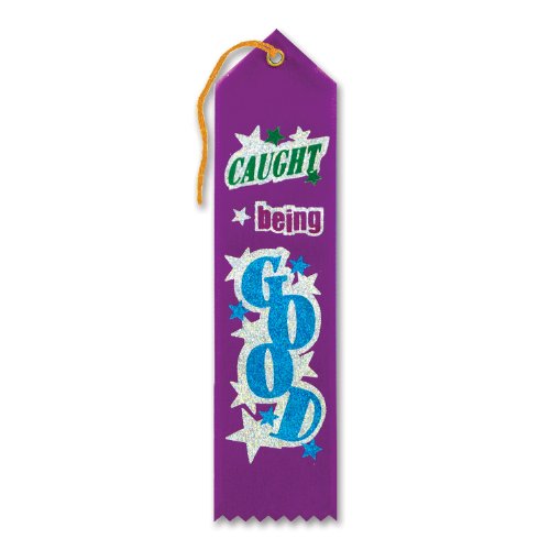 Beistle Caught Being Good Ribbon Award, Dark Purple - 1pc