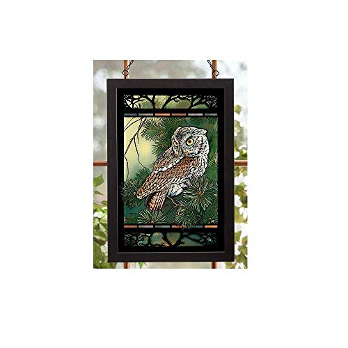 Wild Wings(MN) Wild Wings 5386498044 Screech Owl Stained Glass Art, 20-inch Height