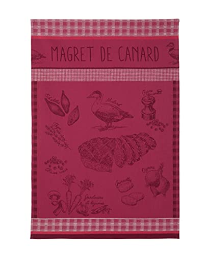 Coucke French Cotton Jacquard Towel, Magret De Canard, 20-Inches by 30-Inches, Red, 100% Cotton