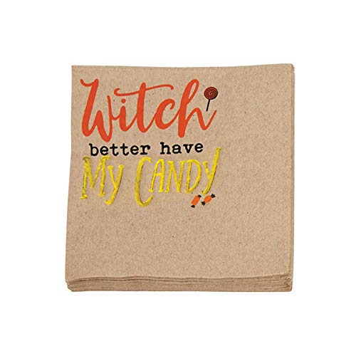 Mud Pie Witch Kraft Paper Napkins, 5" x 5"