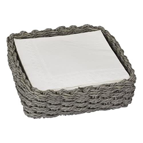 Boston International Thomas and Lucia Woven Basket Napkin Holder Caddy, Lunch Size, Grey