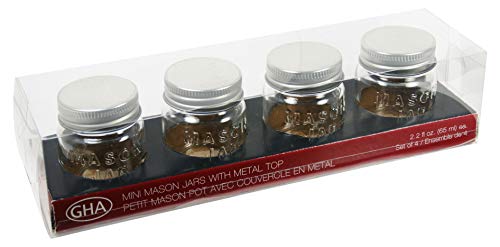 Grant Howard 51019 Mini Mason Emboss Jar, 2.2 oz., Set of 4 per Gift Box