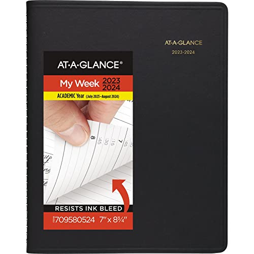 ACCO (School) AT-A-GLANCE 2023-2024 Planner, Weekly Academic Appointment Book, 7" x 8-3/4", Medium, Black (7095805)