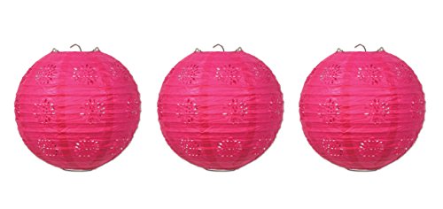 Beistle 3 Piece 8" Lace Paper Lanterns, Cerise