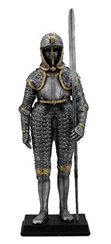 Unicorn Studio US 11.75 Inch Medieval Armor with Langdebeve Figurine, Pewter Color