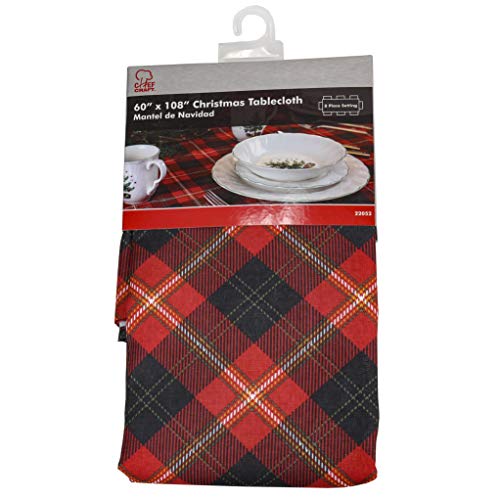 Chef Craft Select Polyester Christmas Tablecloth, 60x108 inch, Plaid