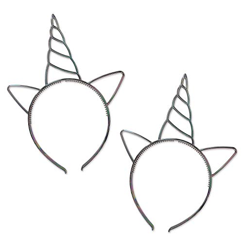 Beistle Unicorn Horn Headbands | Silver | 2 Pcs.
