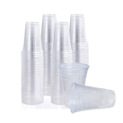 DHG Professional [100 Count] Crystal Clear PET Plastic Cups, Disposable Cups for Iced Coffee, Cold Drinks, Camping, BBQ Party (16oz)
