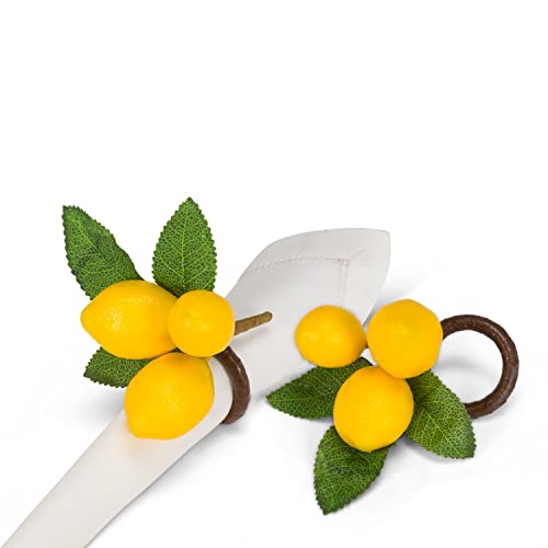 Abbott Collection  27-ZEST-230 Lifelike Lemon Napkin Ring, Yellow/Green