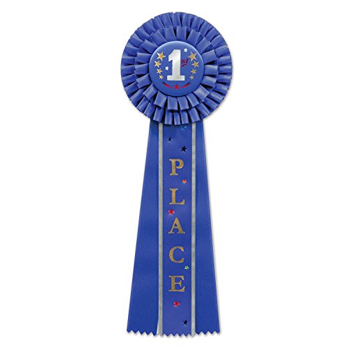 Beistle 1st Place Deluxe Rosette, (1 Count), 4.5 Inches by 13.5 Inches