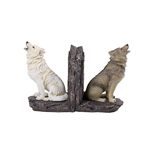 Pacific Trading Giftware PT Howling Wolfs Decorative Resin Bookends Set