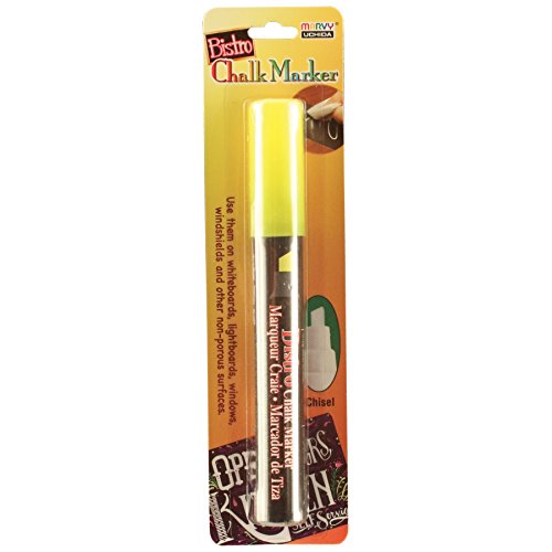 UCHIDA 483-C-F5 Chisel Tip Bistro Chalk Marker, Fluorescent Yellow