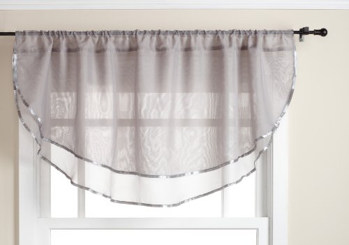 Belle Maison Stylemaster Elegance Sheer Voile, 60" X 24" | Ascot Valance, Silver