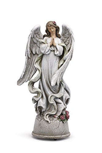 Napco Peaceful Praying Angel 6.75 x 13.75 Inch Resin Musical Decorative Statue Plays Amazing Grace