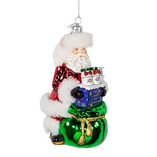 Kurt Adler Noble Gems Glass Santa with COVID-19 Vaccine Ornament, 5-Inches, Multicolor