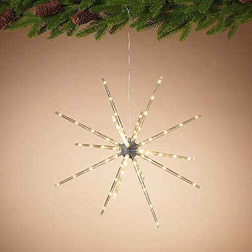 Gerson 2486200 Outdoor Electric Lighted Star Burst Ornament with Remote Control, 17.9-Inch Diameter, Warm White