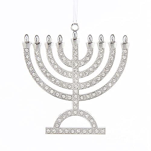 Kurt Adler 3.75-Inch H Metal Menorah with Rhinestones Ornament