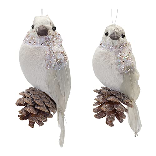 Melrose 87092 Bird Ornament, Set of 2, 6.5-inches Height, Foam and Fabric