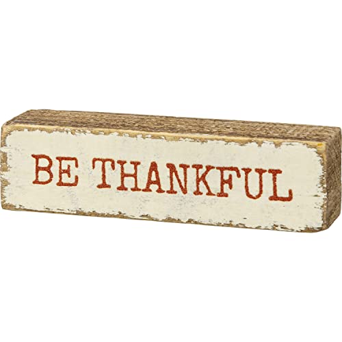 Primitives By Kathys by 110288 Kathy Be Thankful Block Sign, 3.5-inch Length, Wood