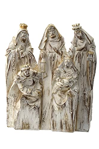 Regency International Carved Wood Block Nativity Figurine, 9.5 Inch, Resin