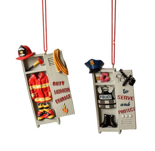 Ganz Midwest CBK Policeman & Firefighter Locker Ornaments