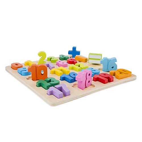 New Classic Toys Number Puzzle Educational Wooden Toys for 2 Year Old Boy and Girl Toddlers Learn How to Count