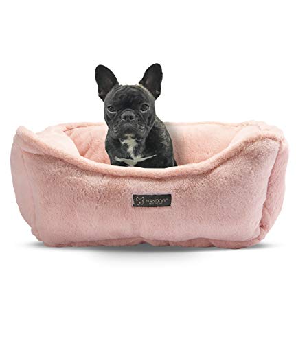 NANDOG Pet Gear Reversible Luxury Microplush Cloud Fabric Collection Ultra Plush Dog & Cat Bed Soft, Warm, Calming Pet Lounger for Small & Medium-Sized Breed - Modern Style Snuggle Couch (Pink)