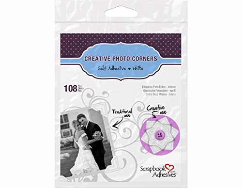 Scrapbook Adhesives by 3L 3L Scrapbook Adhesives Self-Adhesive Creative Paper Photo Corners, White, 108-Pack
