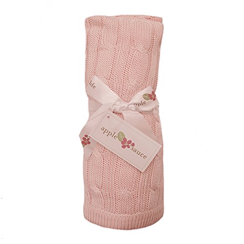 Birchwood Applesauce Cable Knit Baby Blanket, Pink