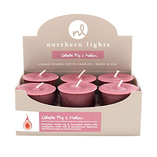 Northern Lights Candles Fragrance Palette Votive 6 Pieces per Box, Celeste Fig and Melon