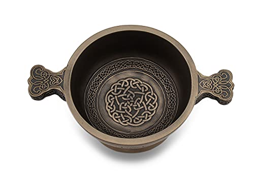 Unicorn Studio Veronese Design Celtic Knotwork Pattern Bronze Finished Two Handled Quaich Cup