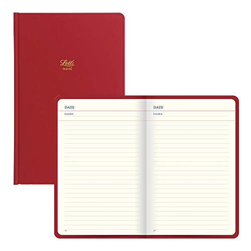 Rediform Letts Icon Book Travel Journal, Cream Paper, 192 Pages, 7.625 x 5 x 0.75 Inches, Red (B090157)