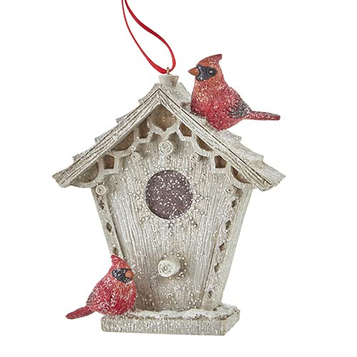 Raz 4207015 Cardinal and Bird House Ornament, 4.75-inch Height