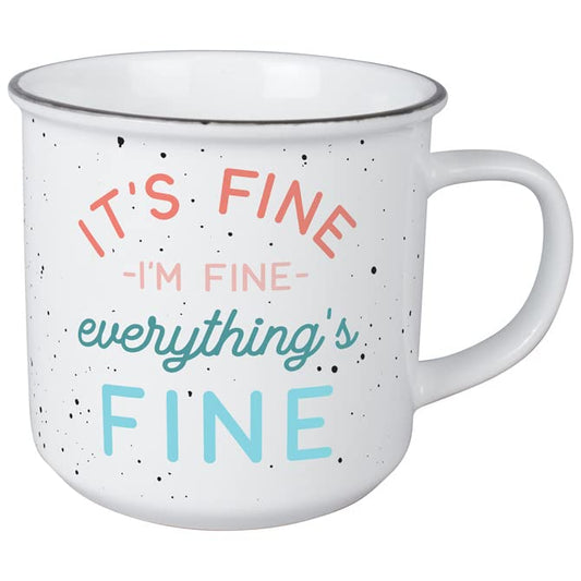 Carson Home Everything's Fine Vintage Mug, 3.5-inch Height, Holds 13 oz., Ceramic