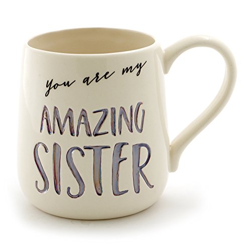 Enesco 6000525 Our Name Is Mud Amazing Sister Stoneware Engraved Coffee Mug, 16 oz, Purple