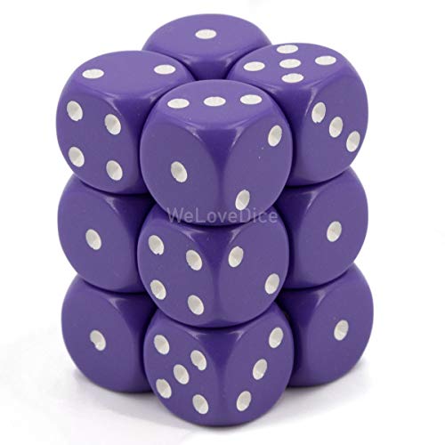 Chessex CHX25607 Dice - Opaque: 12D6 Purple/White