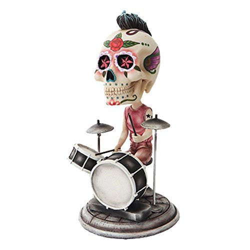 Pacific Trading PTC 6.5 Inch Day of The Dead Bobblehead Drummer Painted Figurine