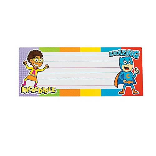 Fun Express Superhero Desk Plates (24Pc) - 24 Pieces - Educational and Learning Activities for Kids