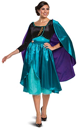 Disguise Women's Disney Frozen 2 Anna Dress Deluxe Adult Costume, Teal & Black, Medium (8-10)