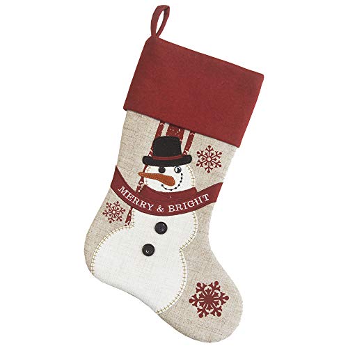 Comfy Hour Winter Holiday Home Collection 18"x11" Snowflakes Snowman Stocking Christmas Decoration, Polyester