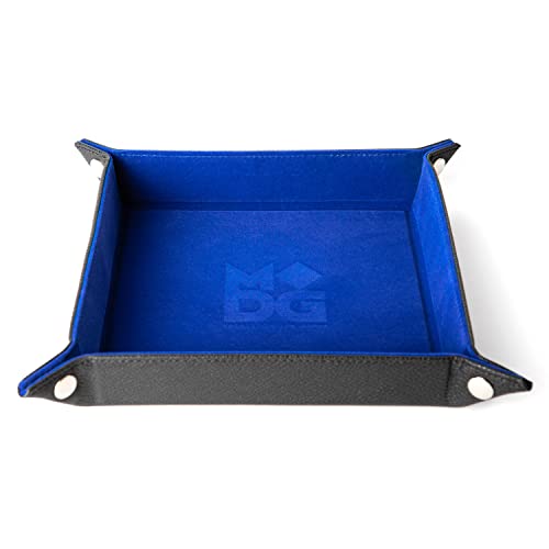 Metallic Dice Games Store Fold Up Velvet Dice Tray w/ PU Leather Backing: Blue, Role Playing Game Dice Accessories for Dungeons and Dragons