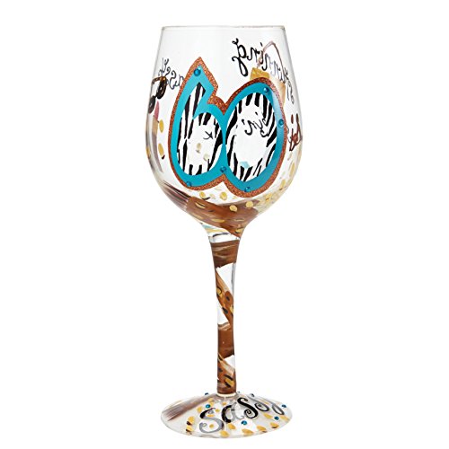 Enesco Designs by Lolita 60 and Sassy Hand-painted Artisan Wine Glass, 15 oz.