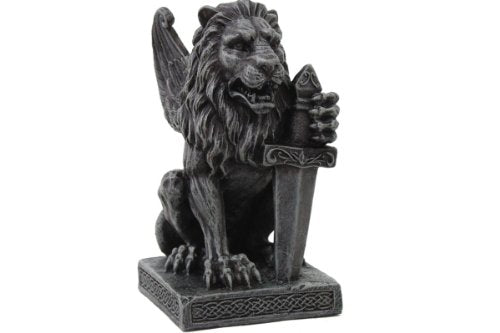 Pacific Trading Giftware PTC 6.06 Inch Winged Lion Gargoyle with Battle Sword Statue Figurine