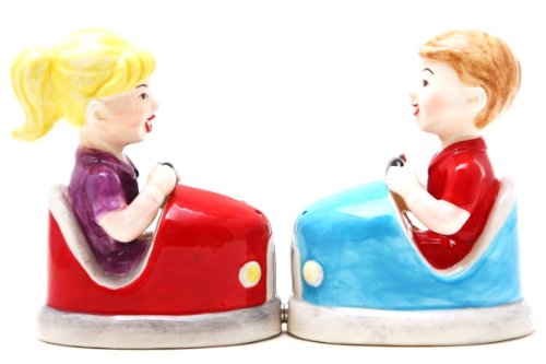 Pacific Trading Giftware Amusement Park Bumper Cars Magnetic Salt & Pepper Shaker Set S/P